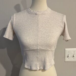 Fabletics Light Gray Ribbed Crop Top